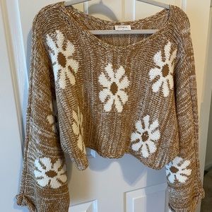 Cropped Yellow Flower Power Sweater